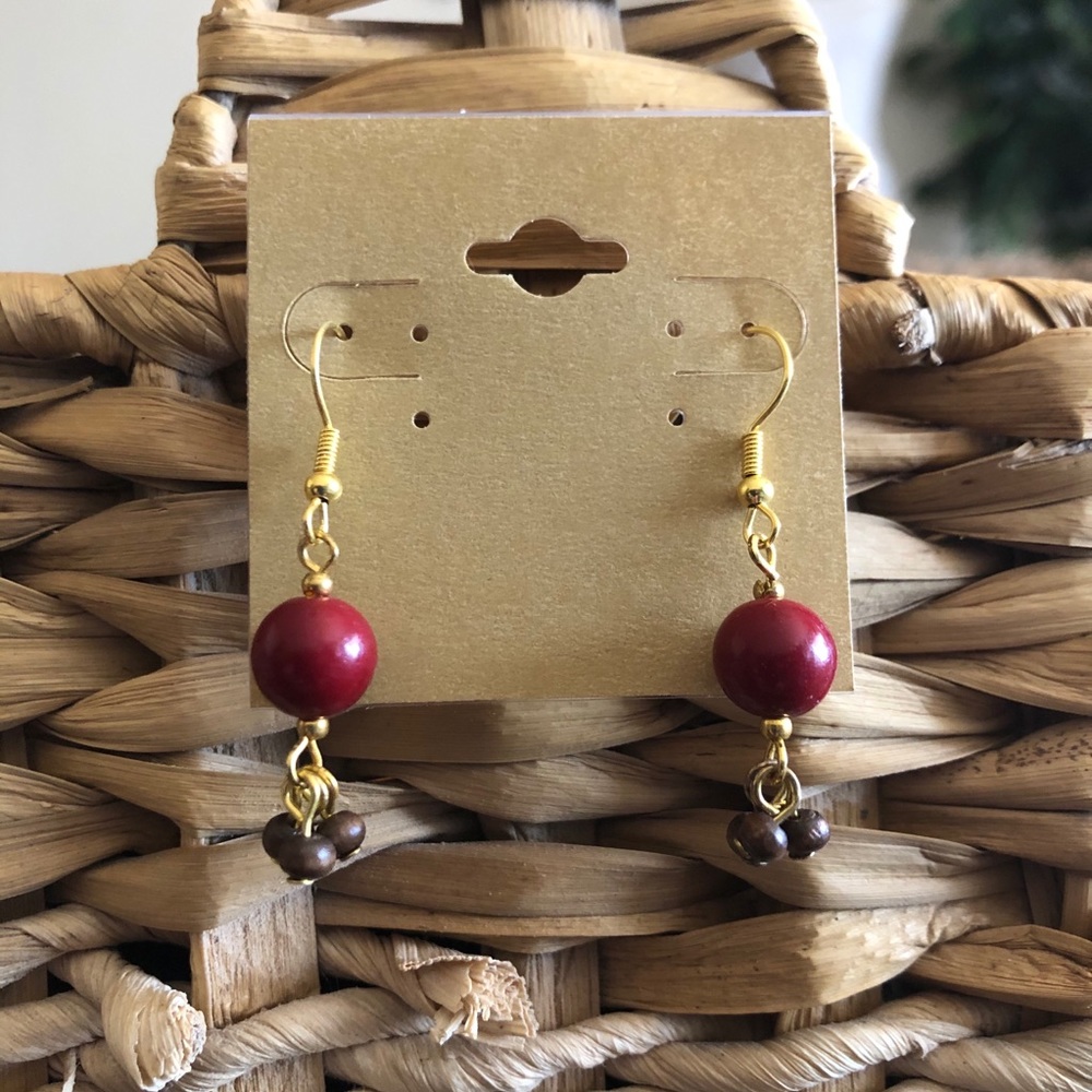 Boho fall tones bead dangle earrings